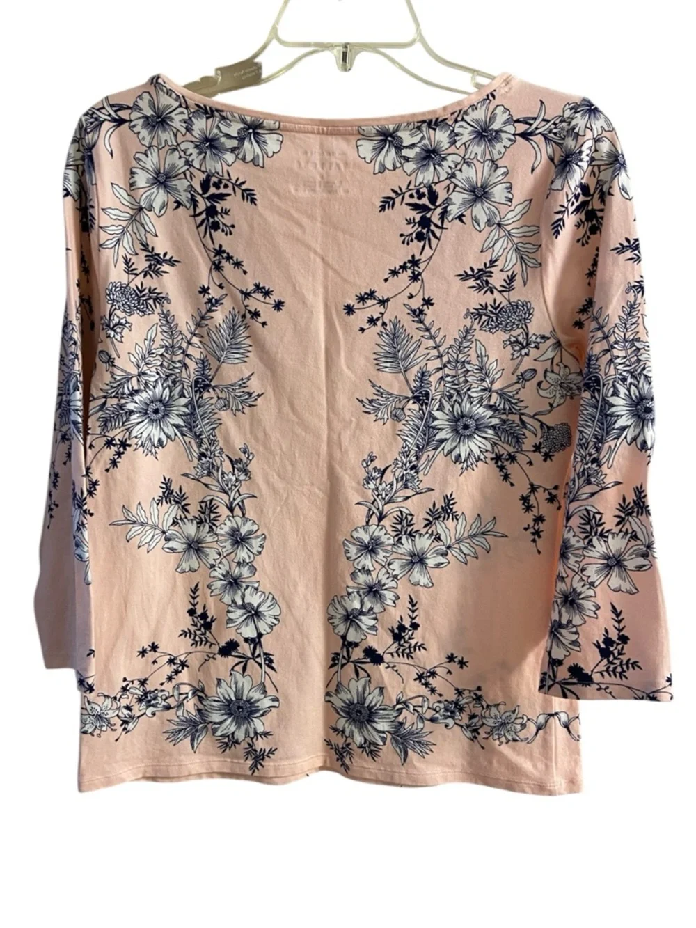 Talbots pink floral boat neck 3/4 sleeve tee Medium - Picture 3 of 7